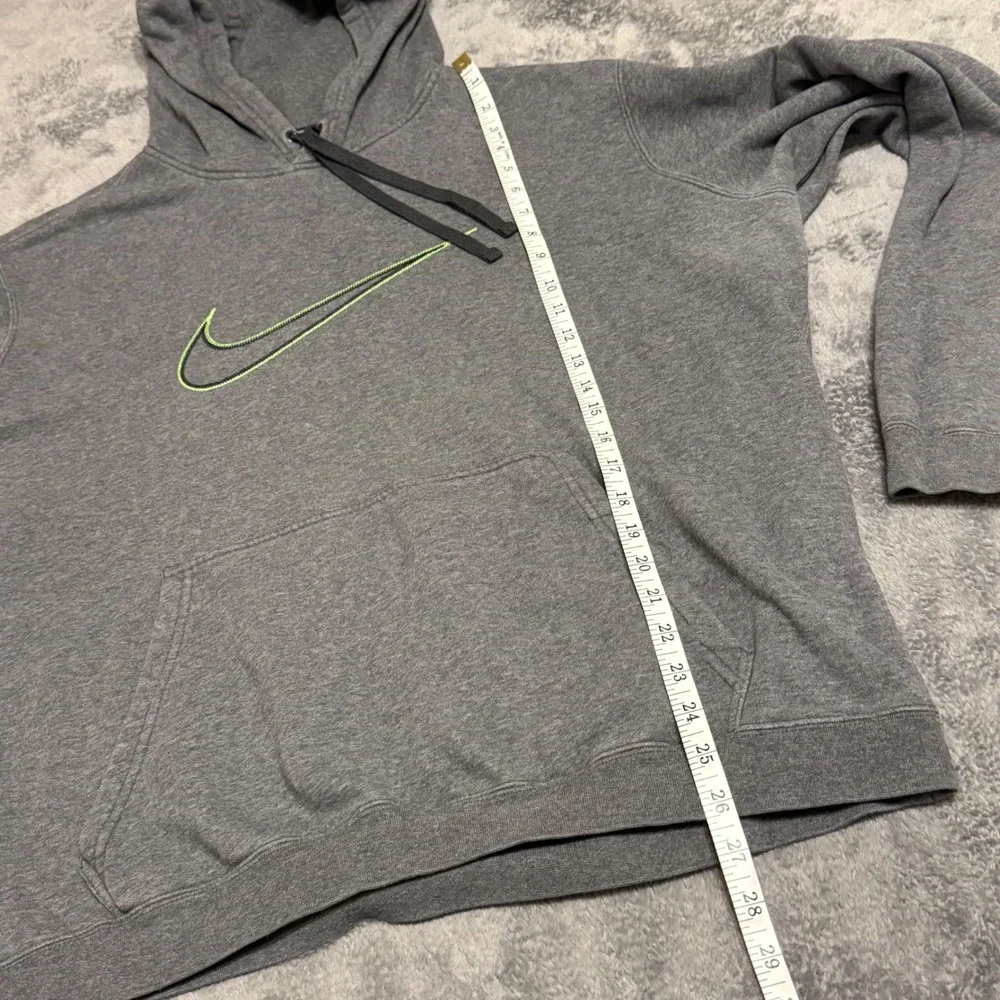 Nike Men's Gray Pullover Hoodie Neon Green Swoosh Logo Embroidered‎ Size XL